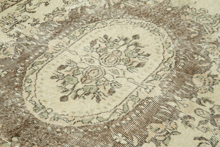 5x9 Beige Turkish Vintage Area Rug - 38901
