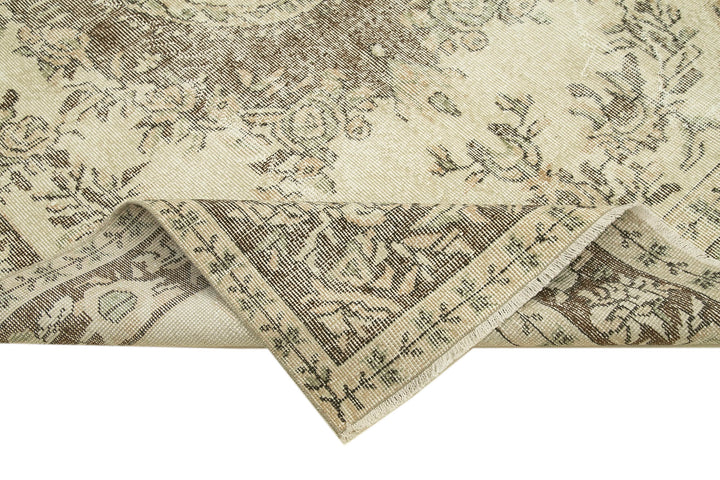 5x9 Beige Turkish Vintage Area Rug - 38901