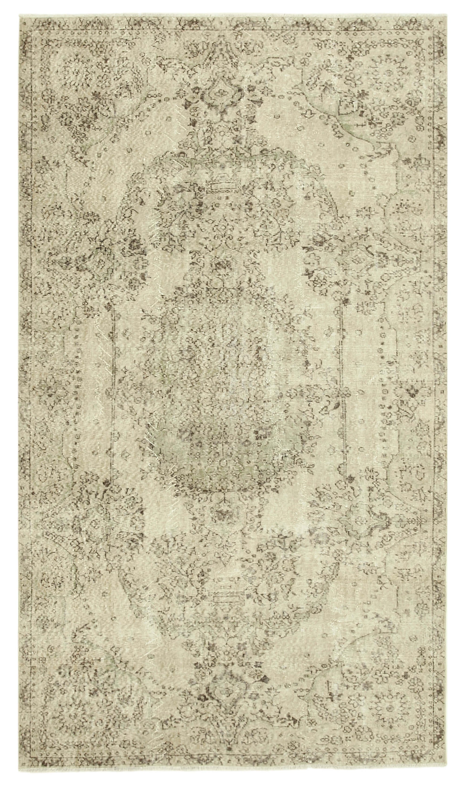 5x9 Beige Turkish Vintage Area Rug - 38904