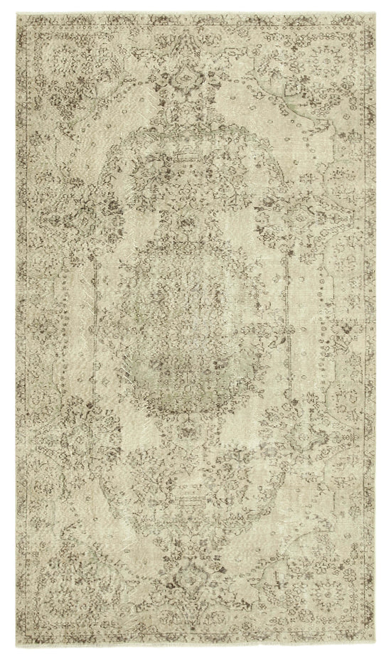 5x9 Beige Turkish Vintage Area Rug - 38904