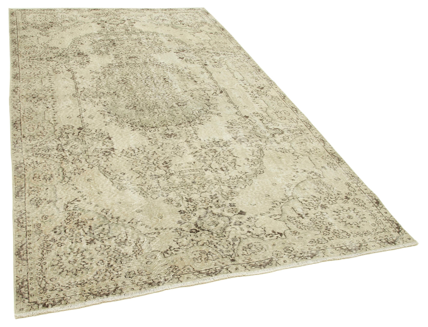 5x9 Beige Turkish Vintage Area Rug - 38904