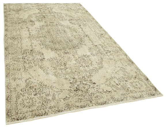 5x9 Beige Turkish Vintage Area Rug - 38904