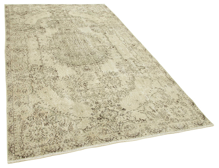 5x9 Beige Turkish Vintage Area Rug - 38904