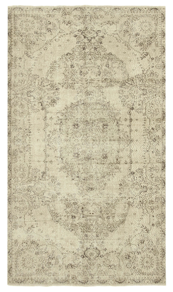 5x9 Beige Turkish Vintage Area Rug - 38907