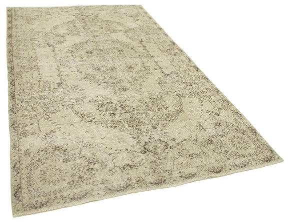 5x9 Beige Turkish Vintage Area Rug - 38907