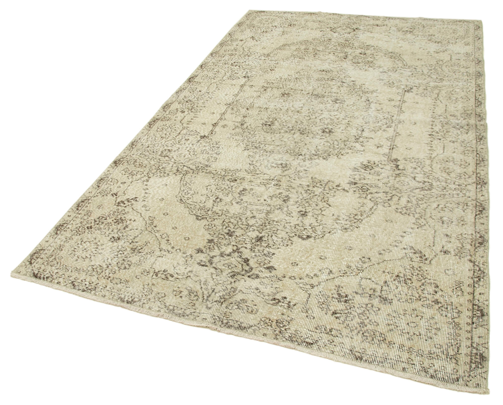 5x9 Beige Turkish Vintage Area Rug - 38907