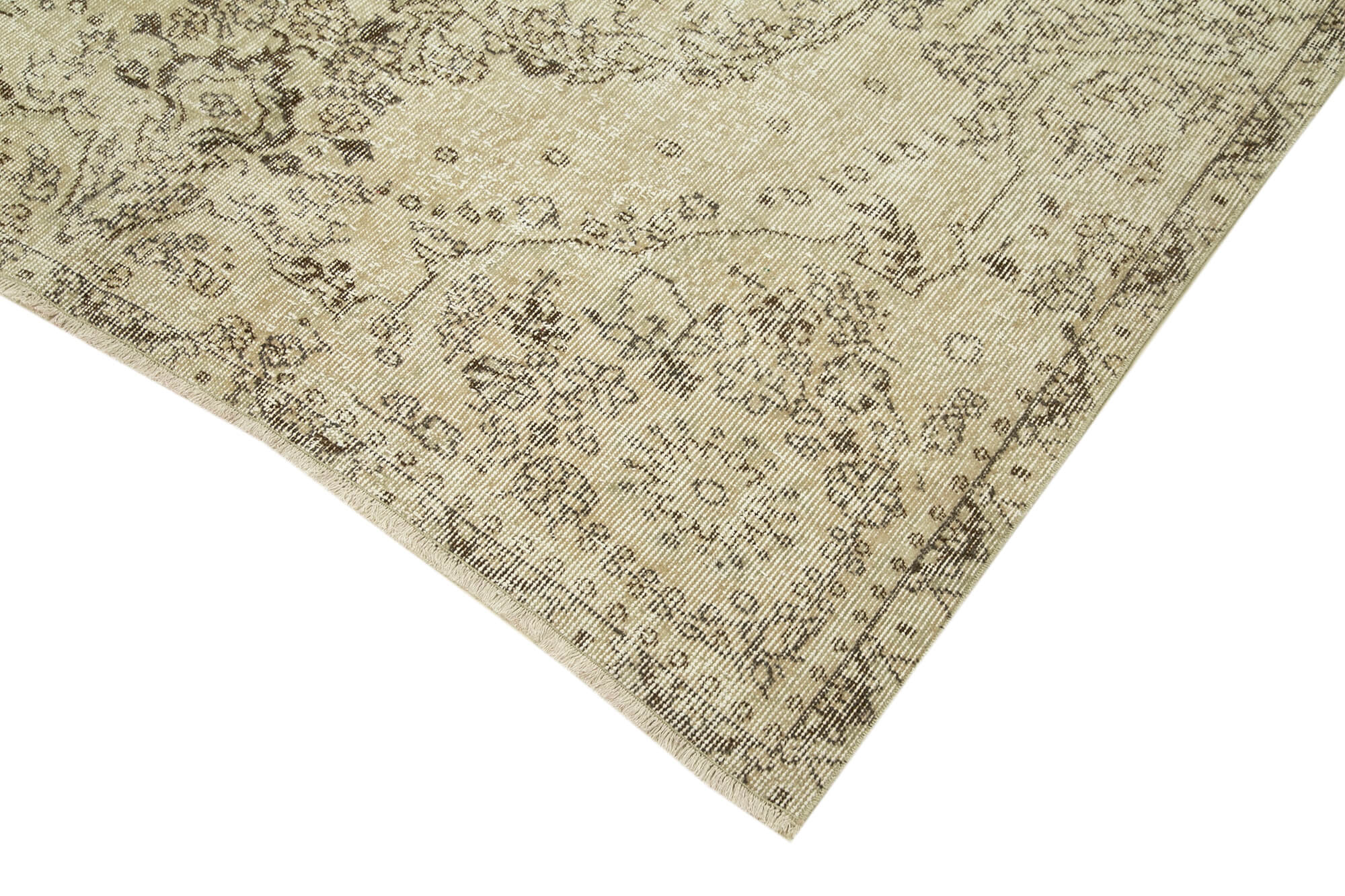 5x9 Beige Turkish Vintage Area Rug - 38907