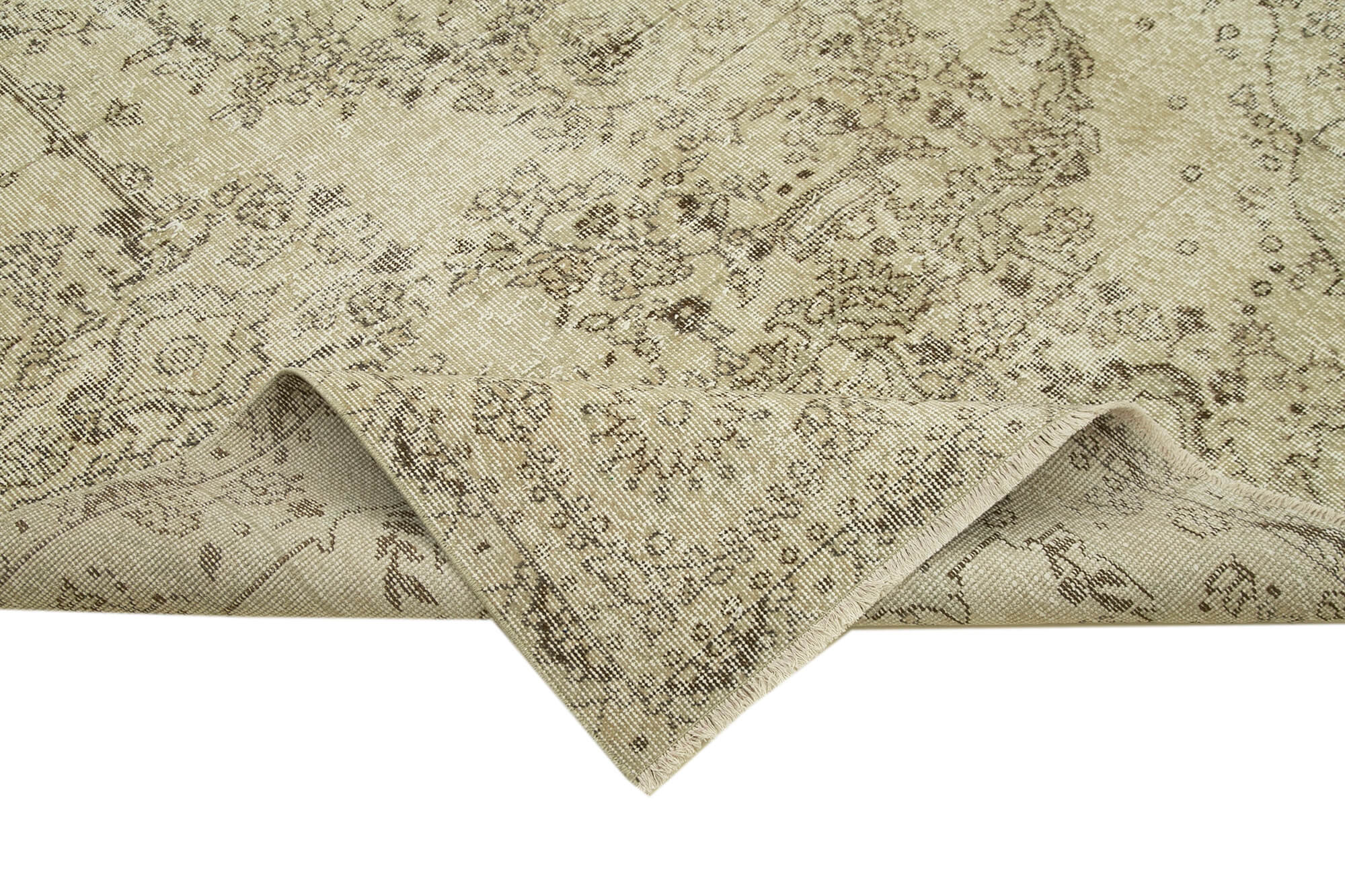 5x9 Beige Turkish Vintage Area Rug - 38907
