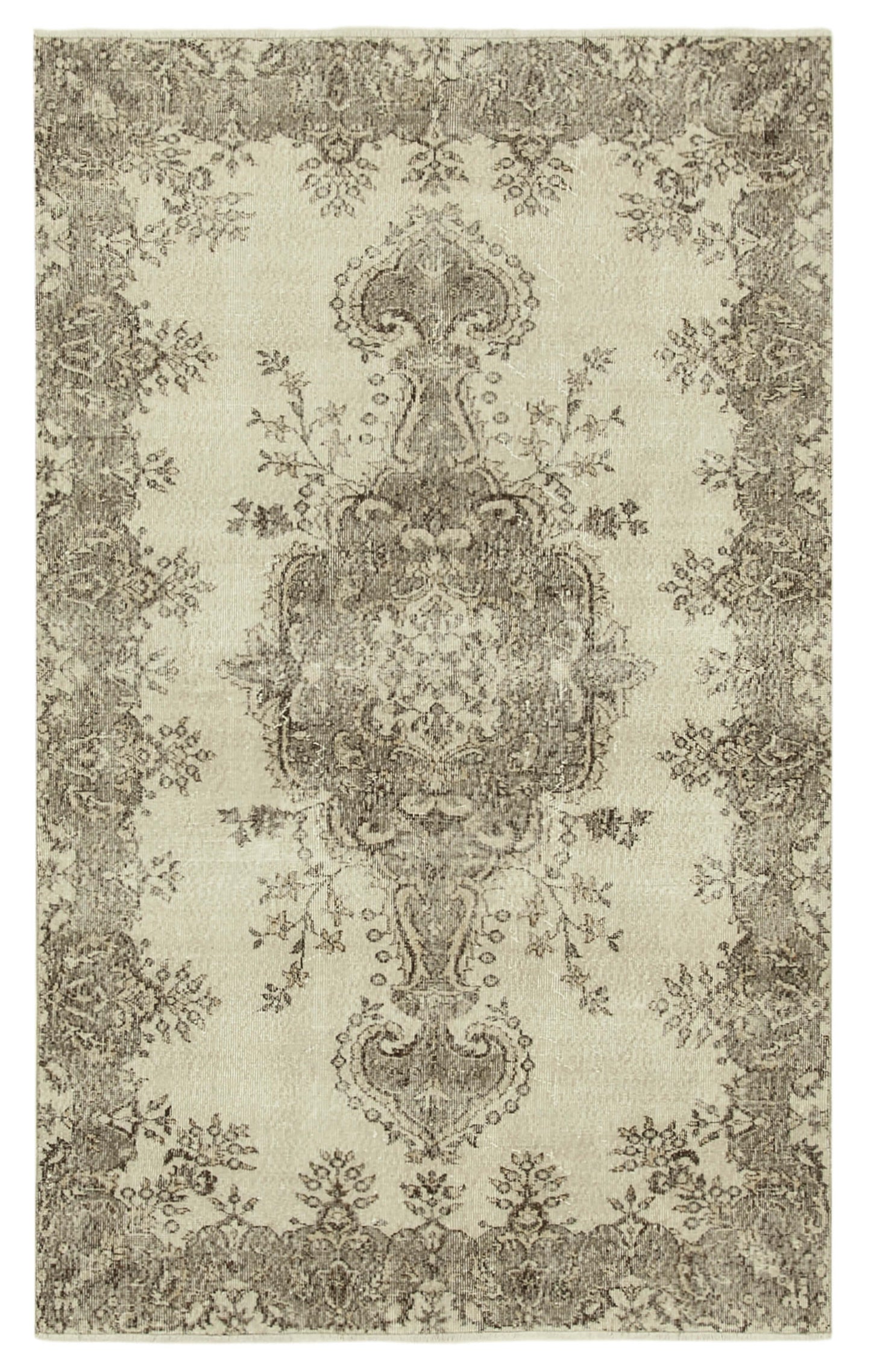 5x8 Beige Turkish Vintage Area Rug - 38908