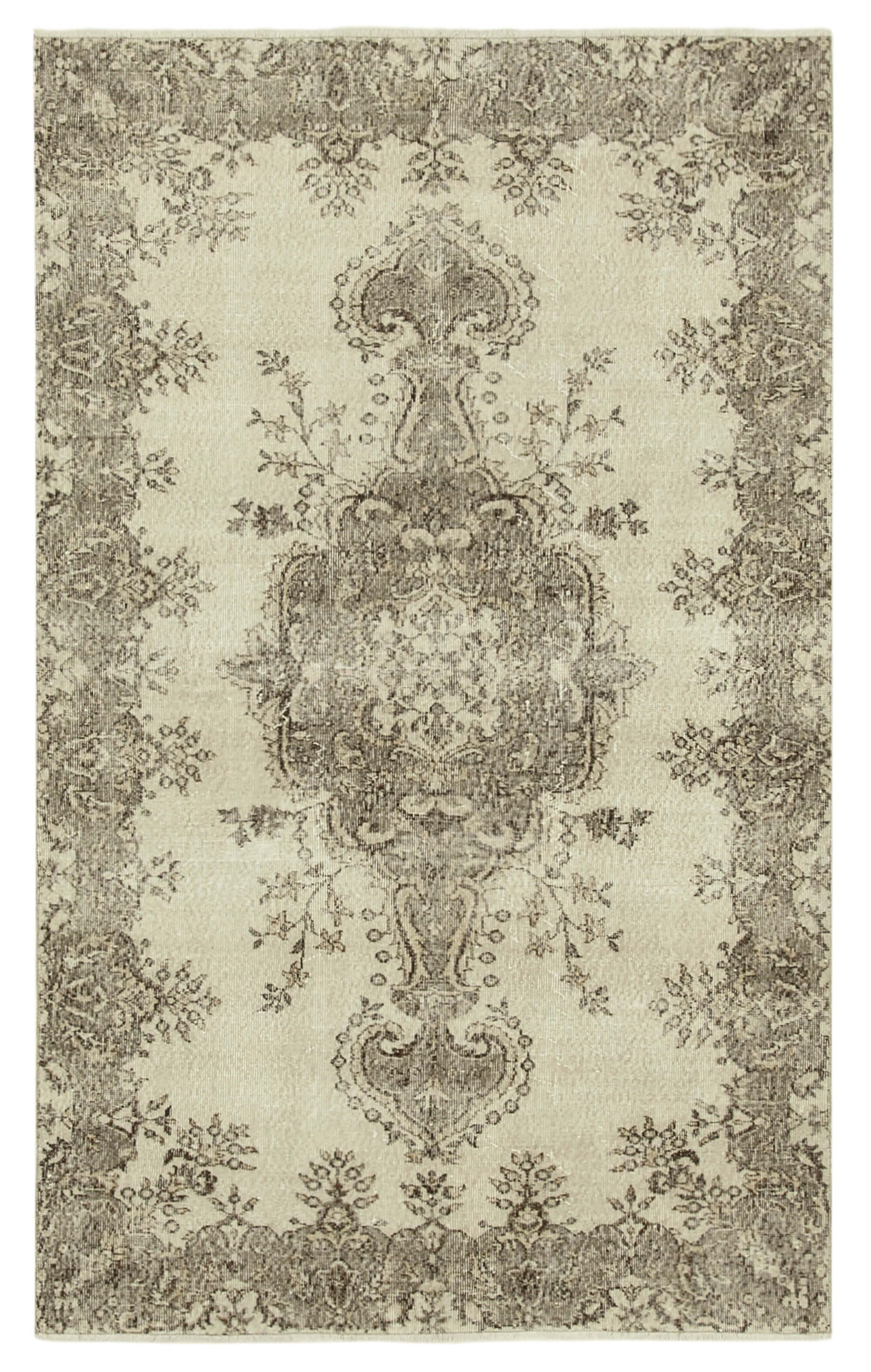5x8 Beige Turkish Vintage Area Rug - 38908