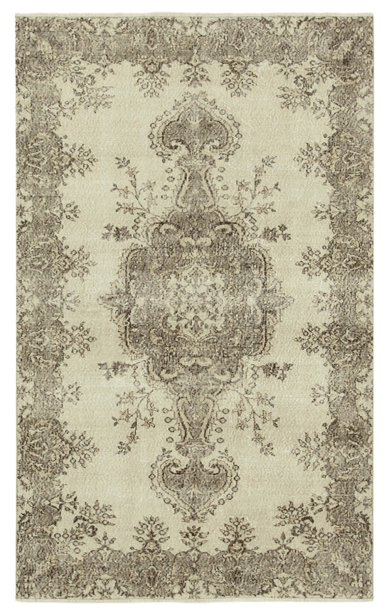 5x8 Beige Turkish Vintage Area Rug - 38908