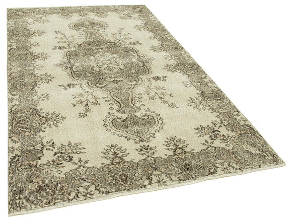 5x8 Beige Turkish Vintage Area Rug - 38908