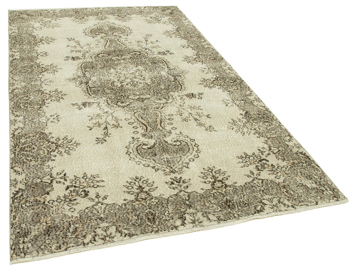 5x8 Beige Turkish Vintage Area Rug - 38908