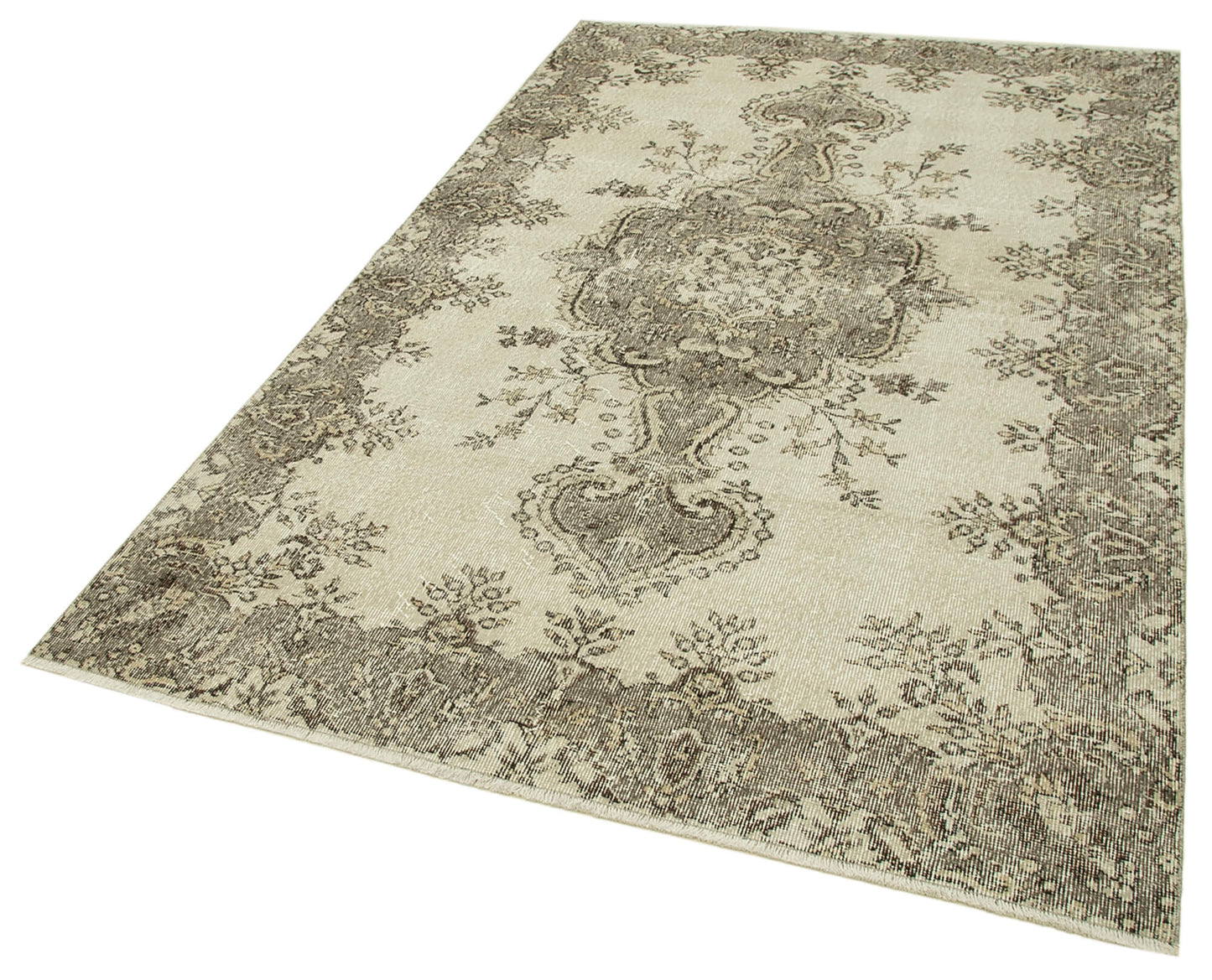 5x8 Beige Turkish Vintage Area Rug - 38908