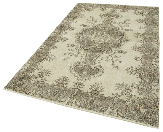 5x8 Beige Turkish Vintage Area Rug - 38908