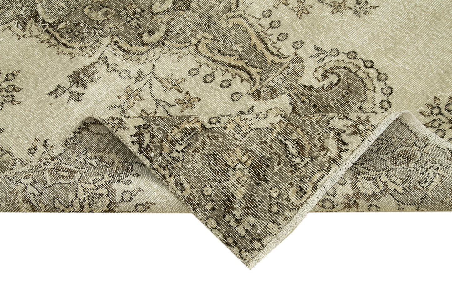 5x8 Beige Turkish Vintage Area Rug - 38908
