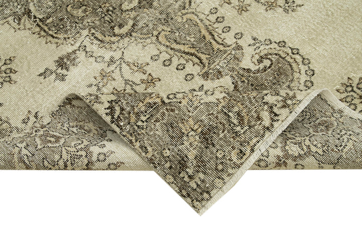 5x8 Beige Turkish Vintage Area Rug - 38908