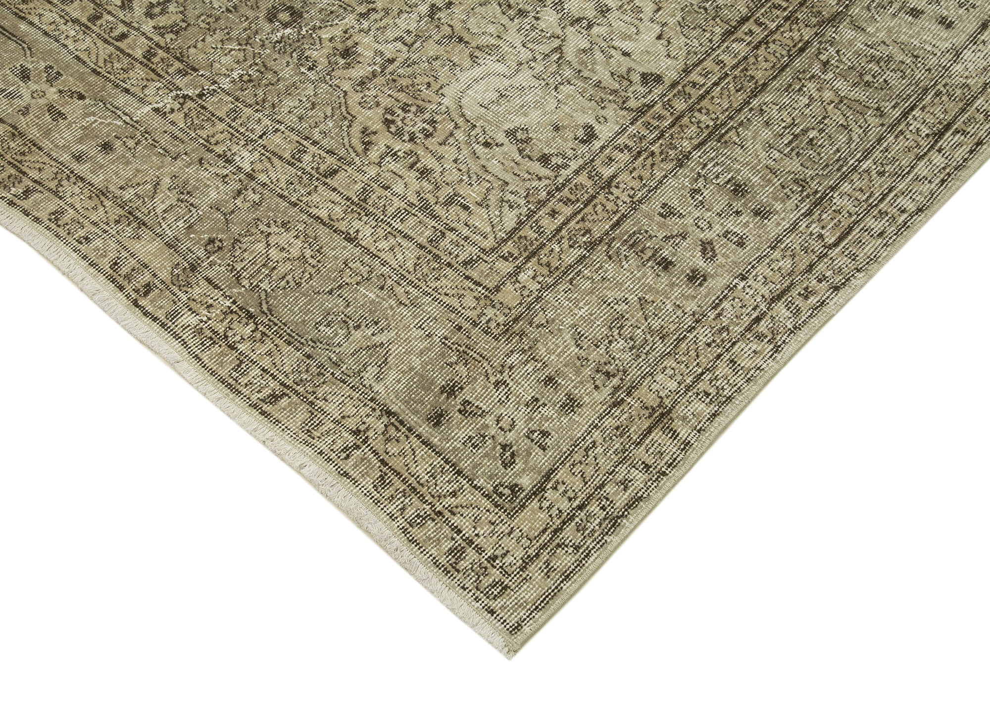 6x9 Beige Turkish Vintage Area Rug - 38909