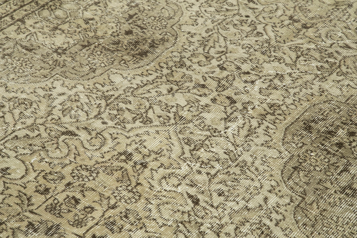 6x9 Beige Turkish Vintage Area Rug - 38909
