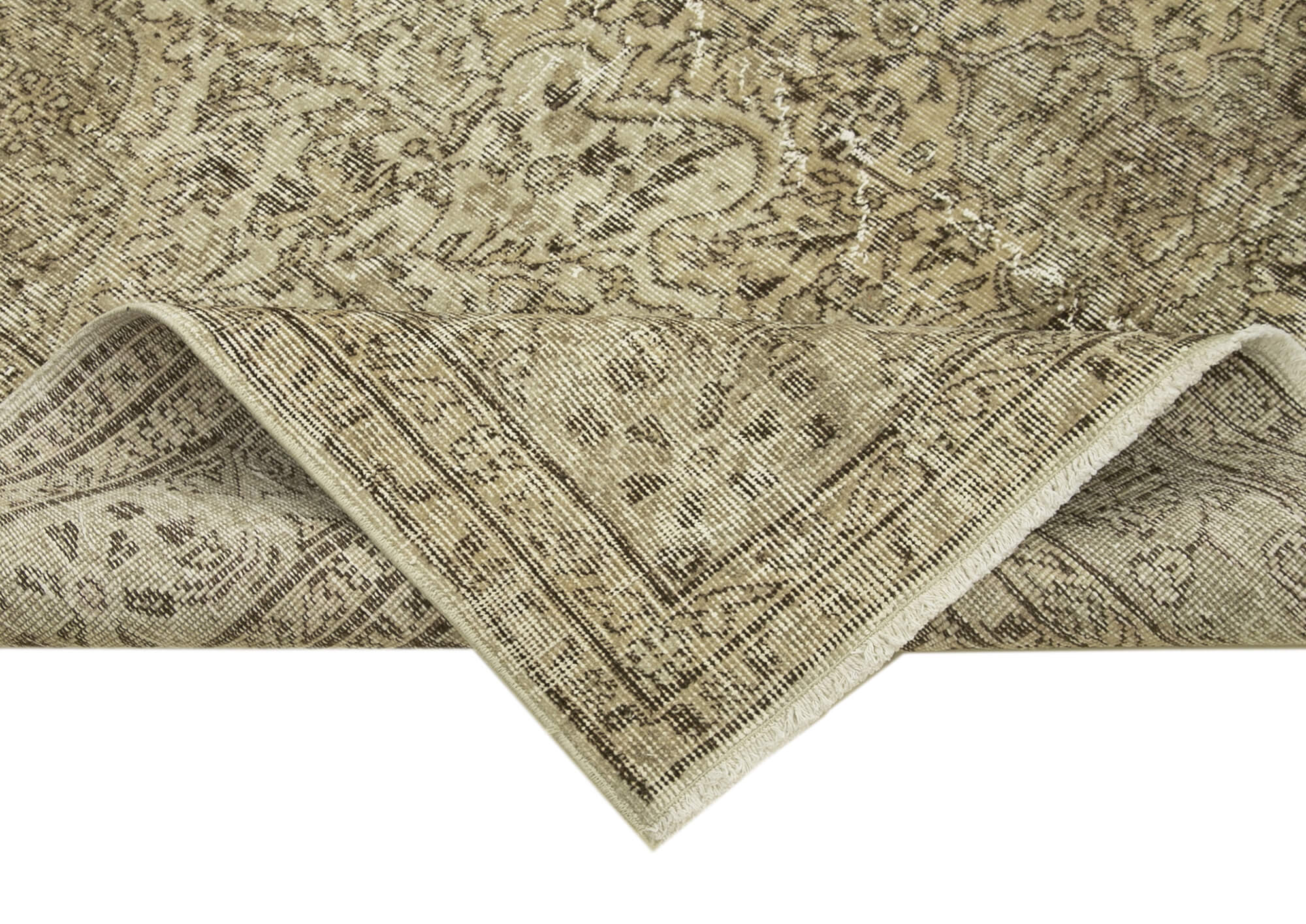 6x9 Beige Turkish Vintage Area Rug - 38909
