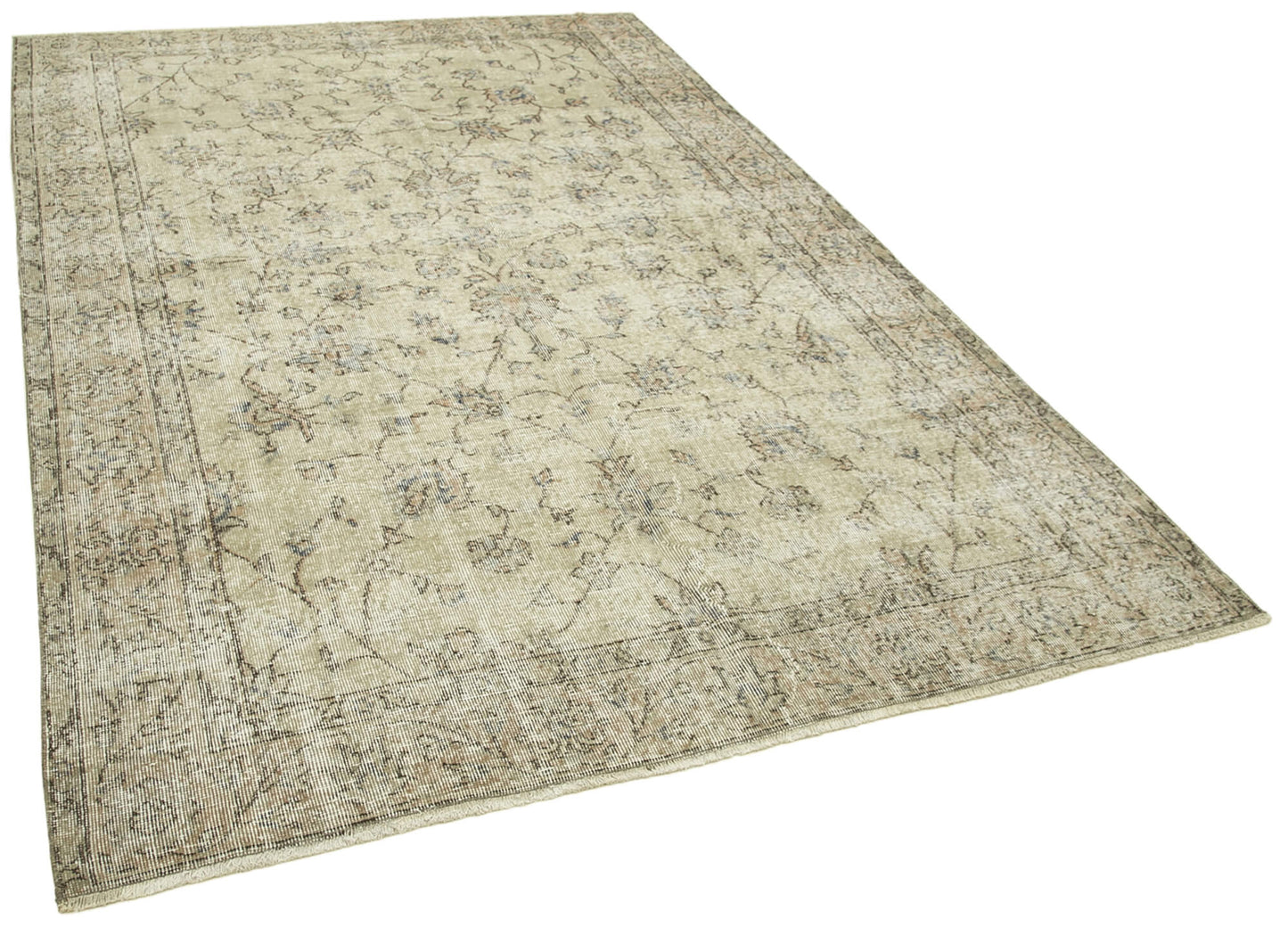 6x9 Beige Turkish Vintage Area Rug - 38910