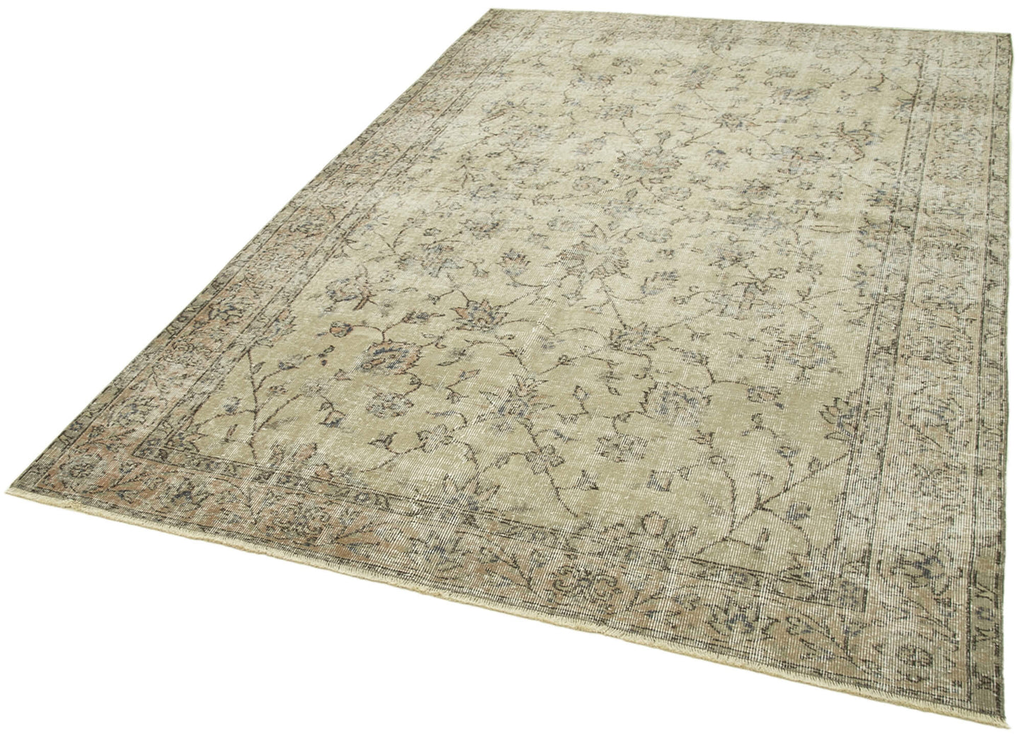 6x9 Beige Turkish Vintage Area Rug - 38910