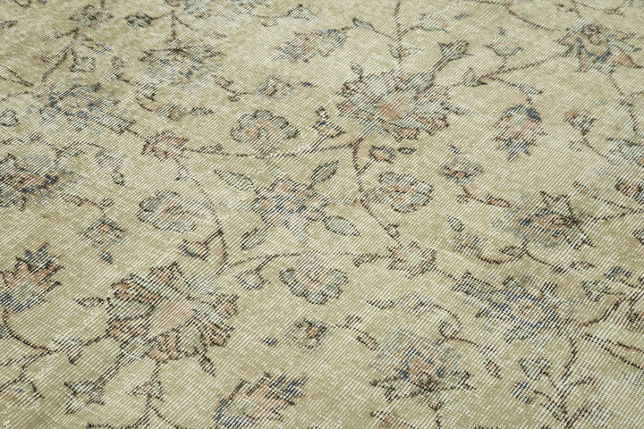 6x9 Beige Turkish Vintage Area Rug - 38910