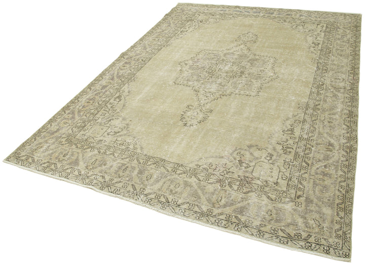 6x9 Beige Turkish Vintage Area Rug - 38912