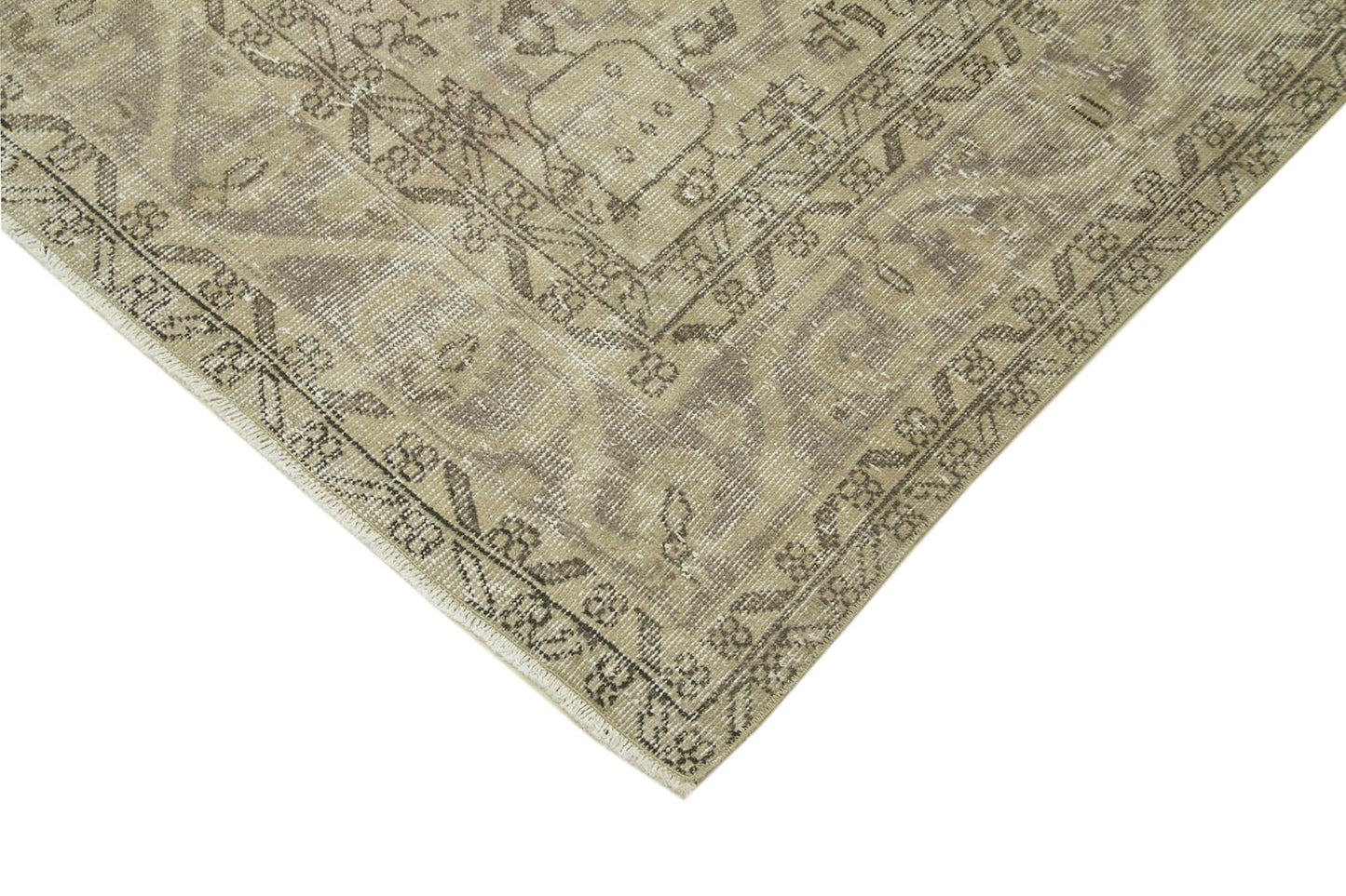 6x9 Beige Turkish Vintage Area Rug - 38912