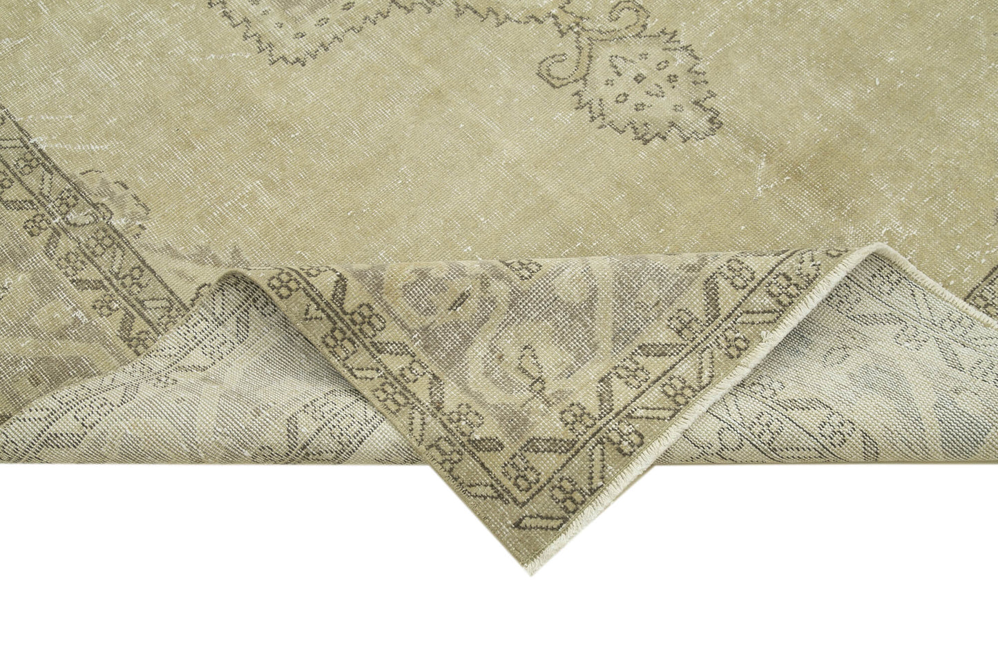 6x9 Beige Turkish Vintage Area Rug - 38912