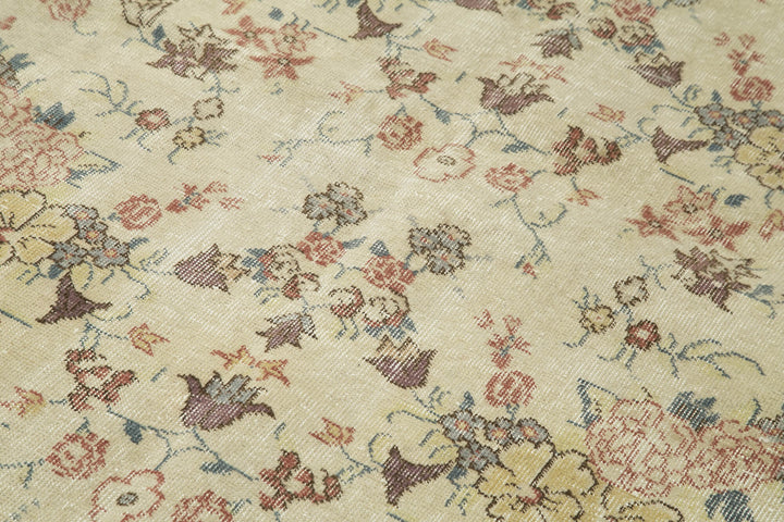 5x8 Beige Turkish Vintage Area Rug - 38915