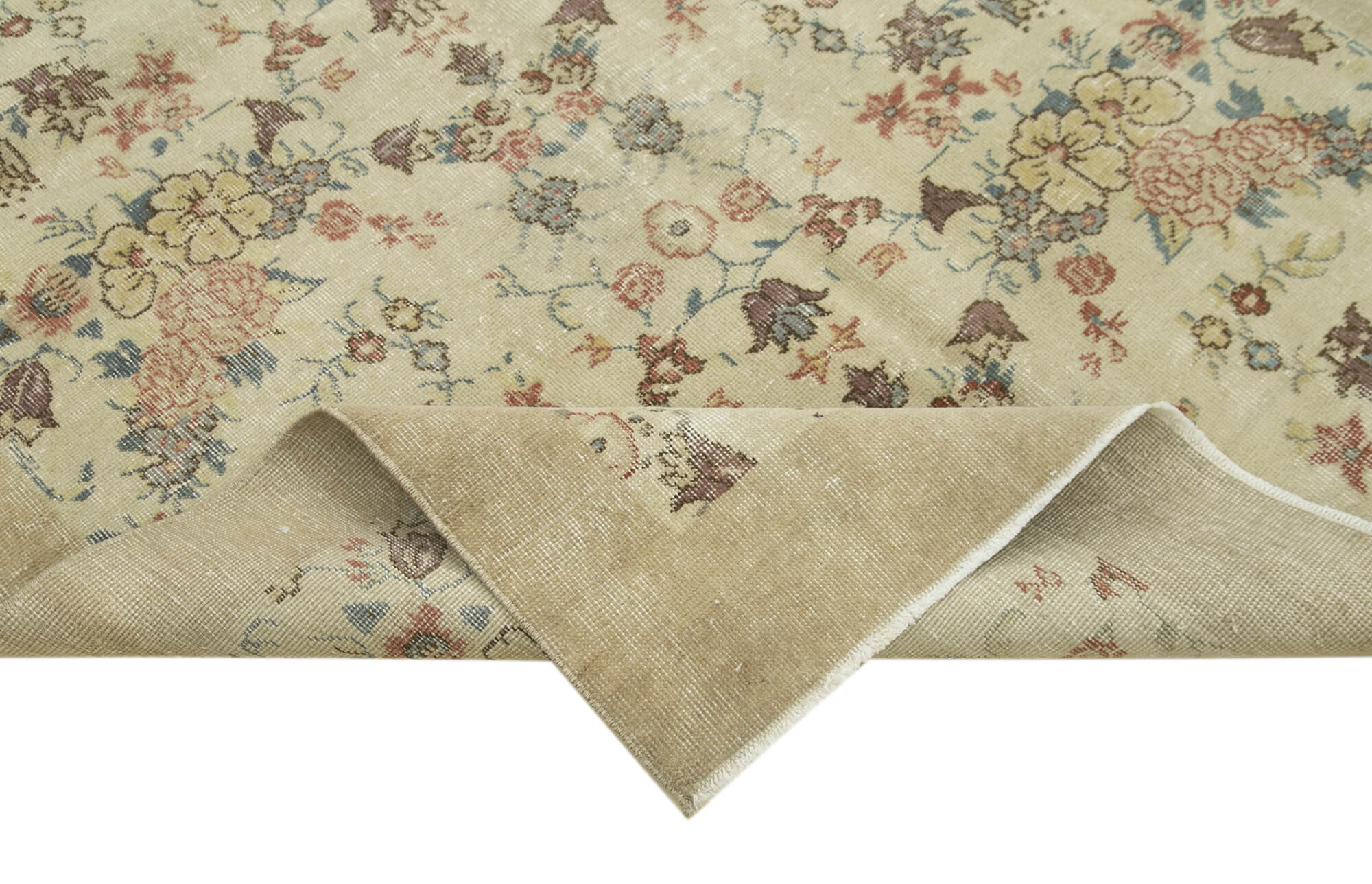 5x8 Beige Turkish Vintage Area Rug - 38915