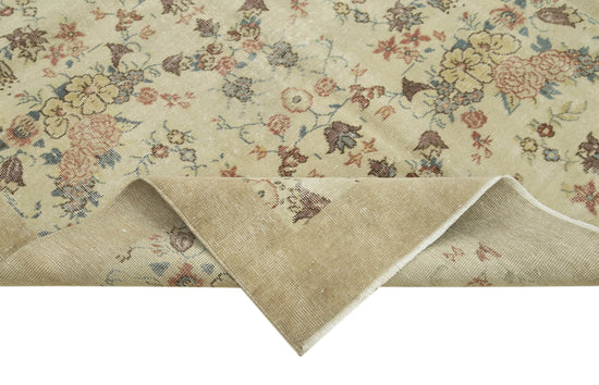 5x8 Beige Turkish Vintage Area Rug - 38915