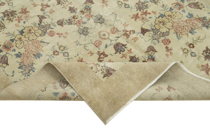 5x8 Beige Turkish Vintage Area Rug - 38915