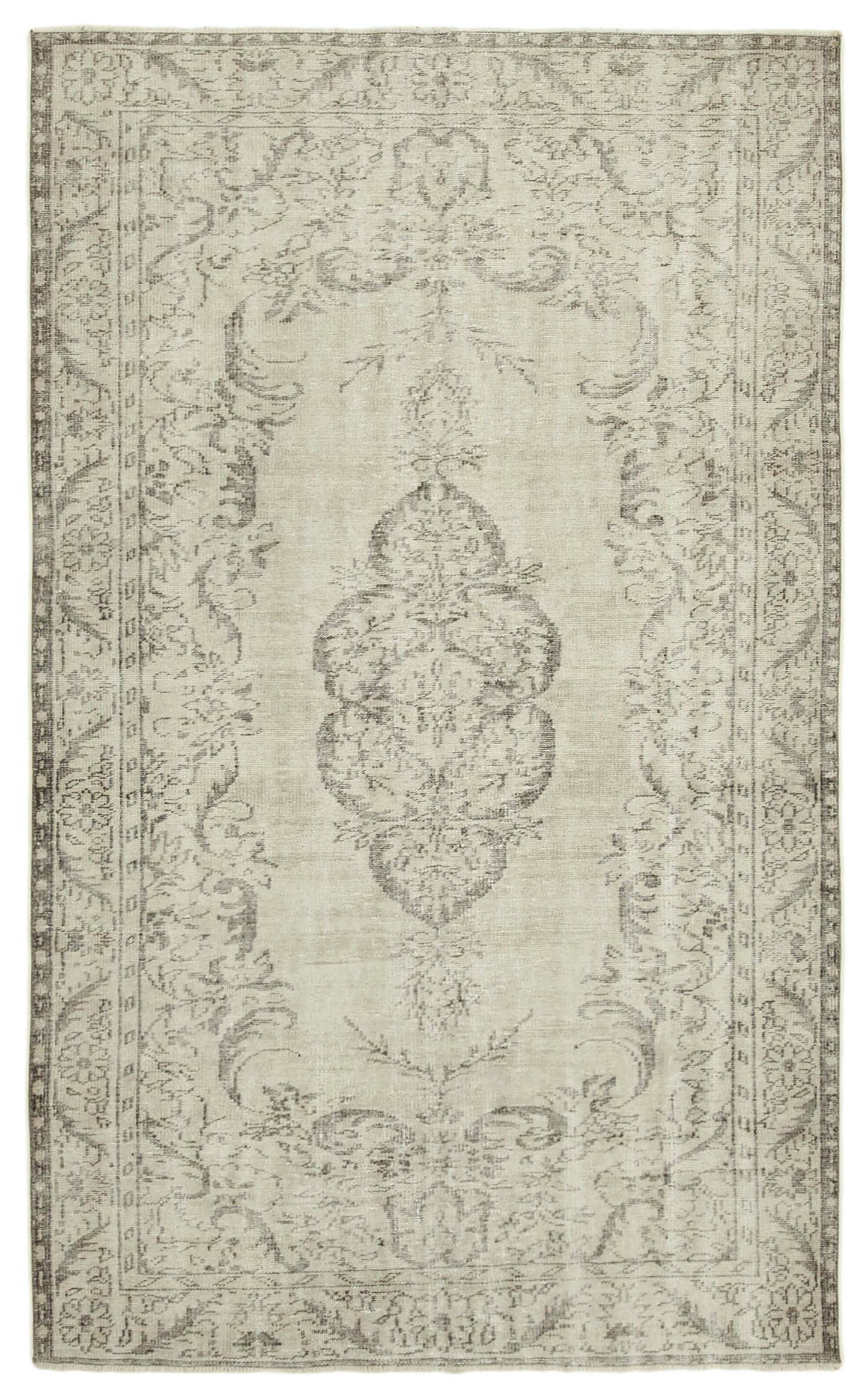 6x10 Beige Turkish Vintage Area Rug - 38919