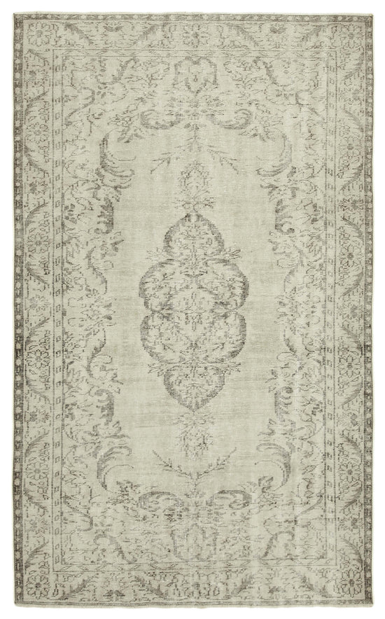 6x10 Beige Turkish Vintage Area Rug - 38919