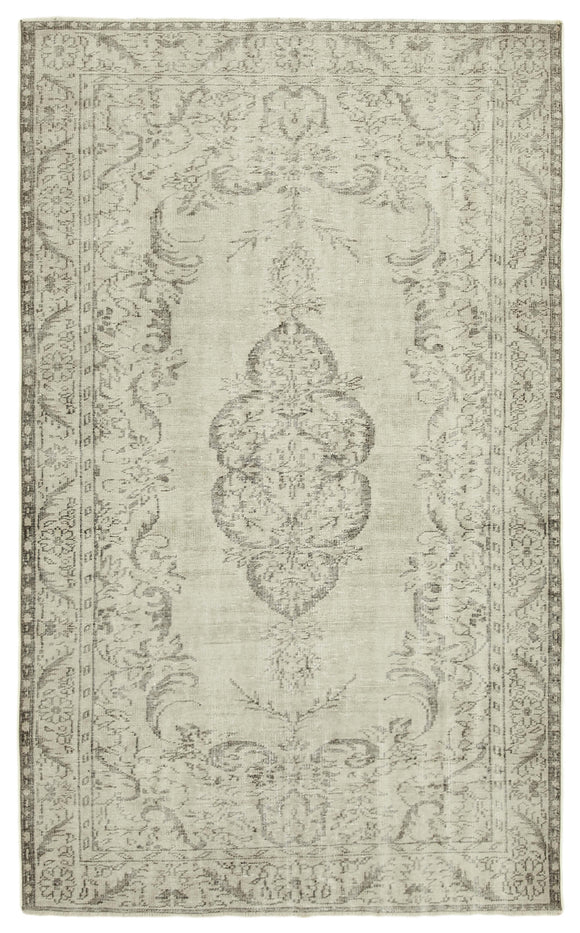 6x10 Beige Turkish Vintage Area Rug - 38919