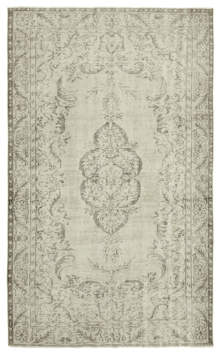 6x10 Beige Turkish Vintage Area Rug - 38919