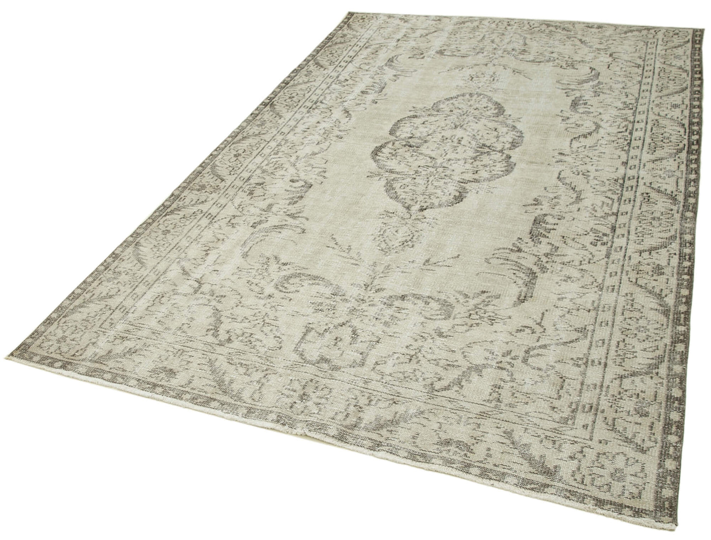 6x10 Beige Turkish Vintage Area Rug - 38919
