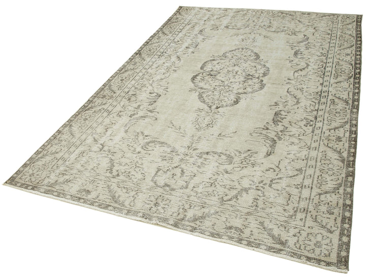 6x10 Beige Turkish Vintage Area Rug - 38919