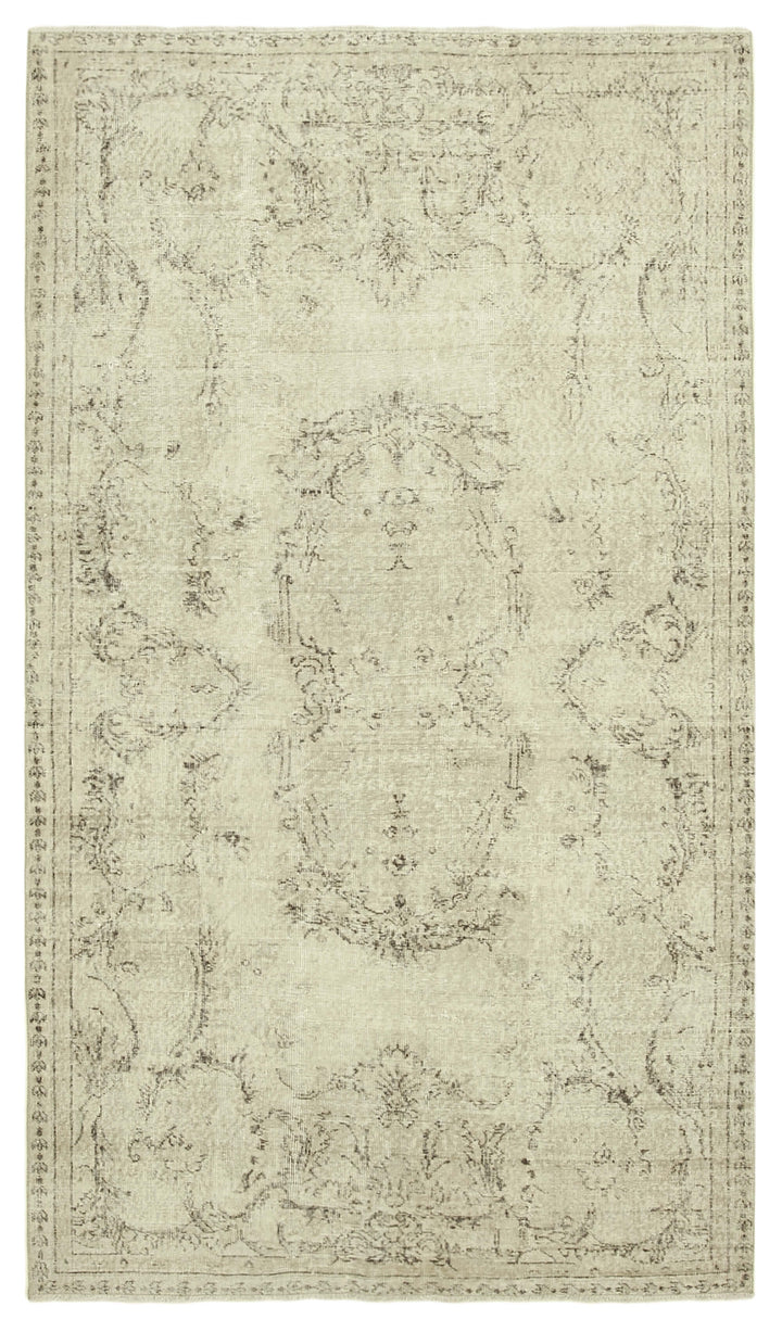 5x9 Beige Turkish Vintage Area Rug - 38924