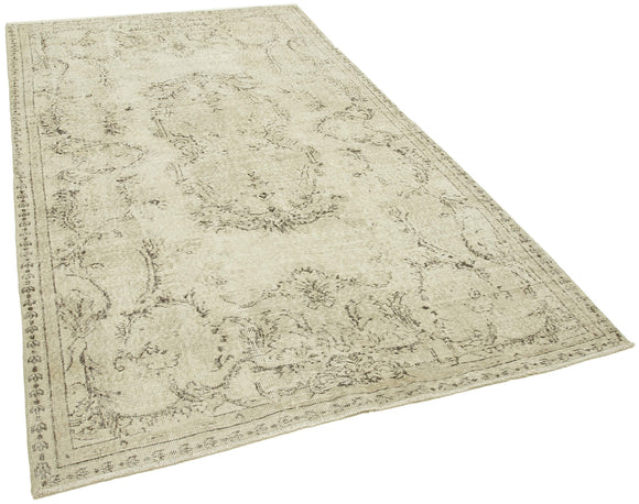 5x9 Beige Turkish Vintage Area Rug - 38924