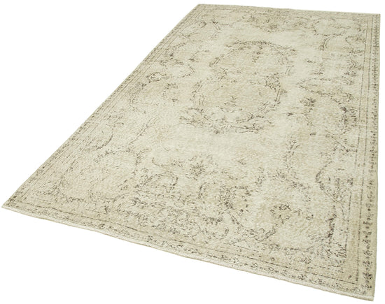 5x9 Beige Turkish Vintage Area Rug - 38924