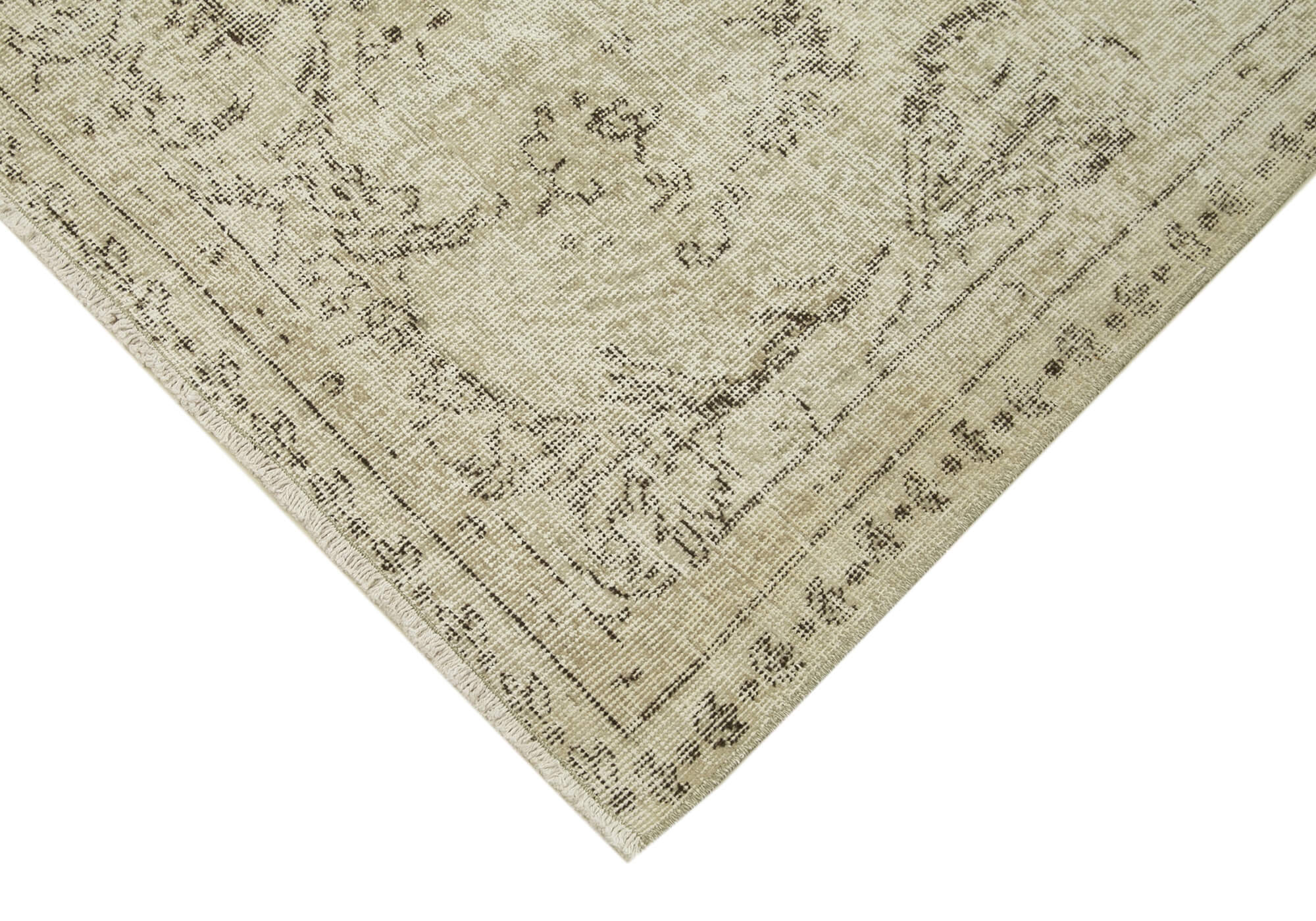 5x9 Beige Turkish Vintage Area Rug - 38924