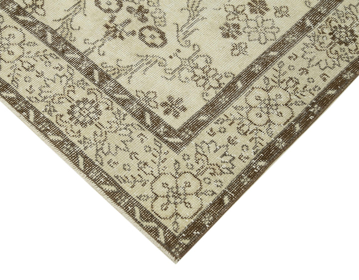 5x9 Beige Turkish Vintage Area Rug - 38928