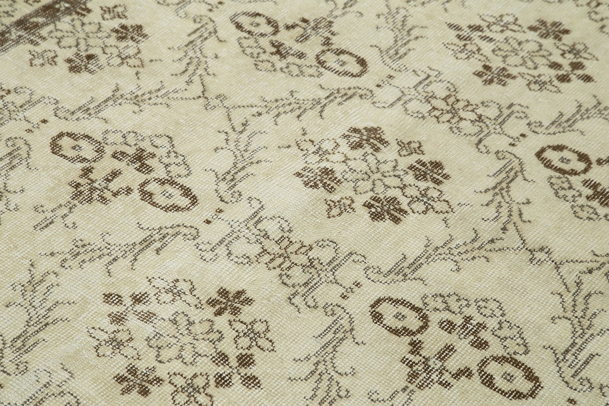 5x9 Beige Turkish Vintage Area Rug - 38928