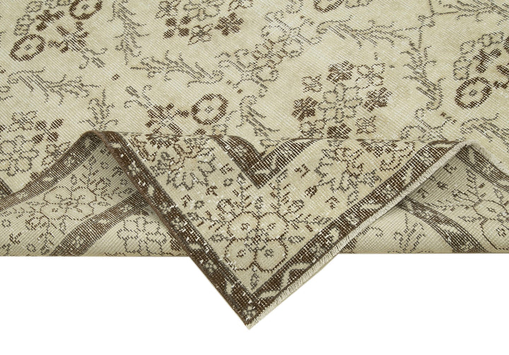 5x9 Beige Turkish Vintage Area Rug - 38928