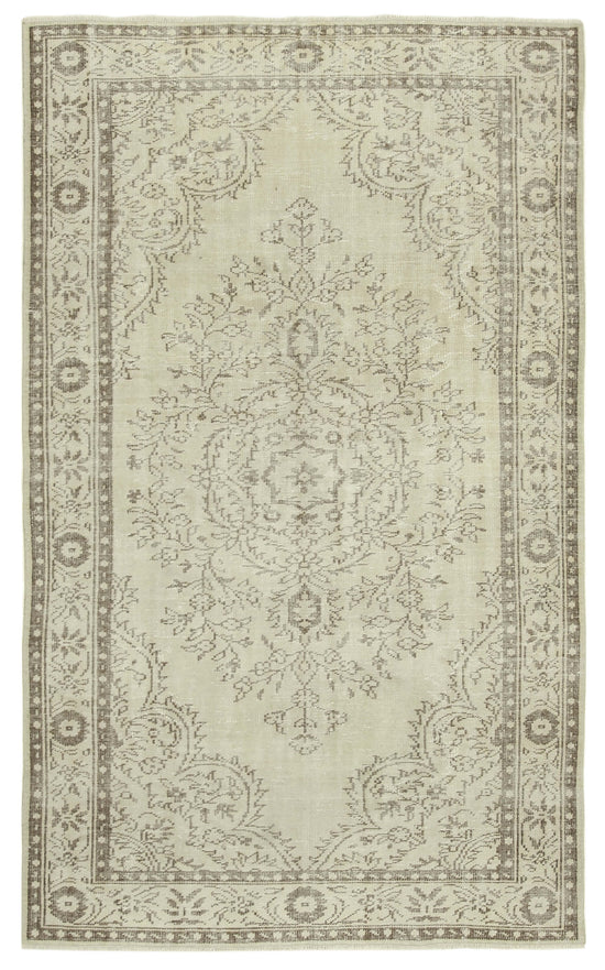6x9 Beige Turkish Vintage Area Rug - 38932