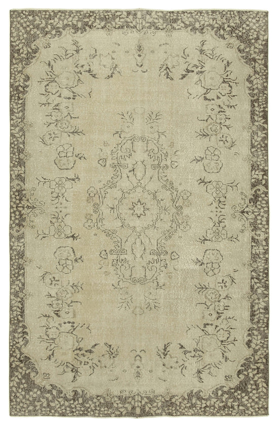 6x10 Beige Turkish Vintage Area Rug - 38935