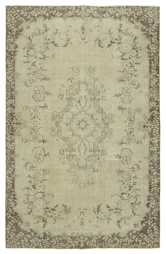 6x10 Beige Turkish Vintage Area Rug - 38935